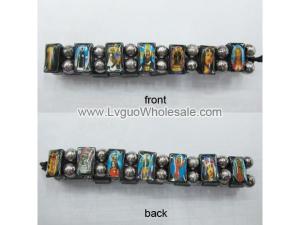 Magnetic Hematite Religious Sealed Icon Bracelet 7.8inch